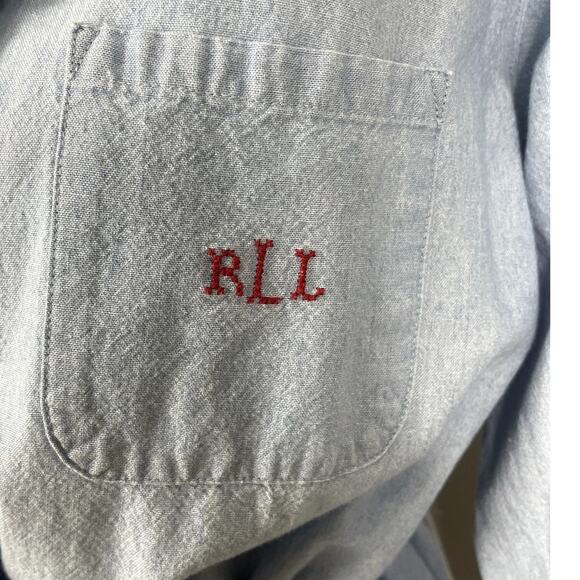 Lauren Ralph Lauren LRL Cotton Embroidered Monogram Ruffles Blue Women's Medium - Picture 8 of 13